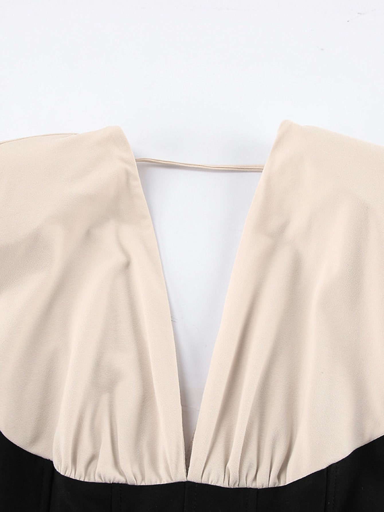 Elegant Colorblock Plunging Maxi Dress