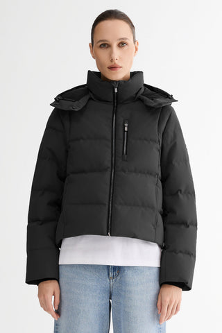 Cropped Hooded Puffer Jacket