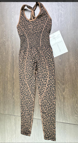 Seamless Leopard Print Workout Jumpsuit