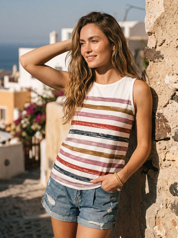 Casual Striped Summer Sleeveless Tank