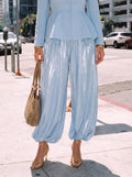 Silky Satin Elastic Hem Pants