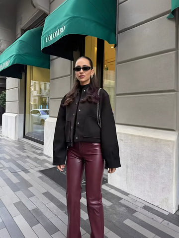 Cozy Wool Blend Snap Button Jacket