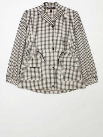 Oversized Plaid Drawstring Utility Jacket