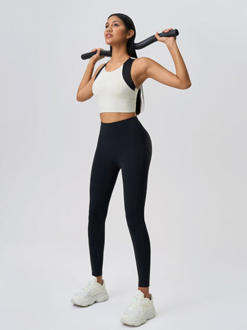 Color-Block Fixed Cup Non-Shift Training Vest-Multicolor