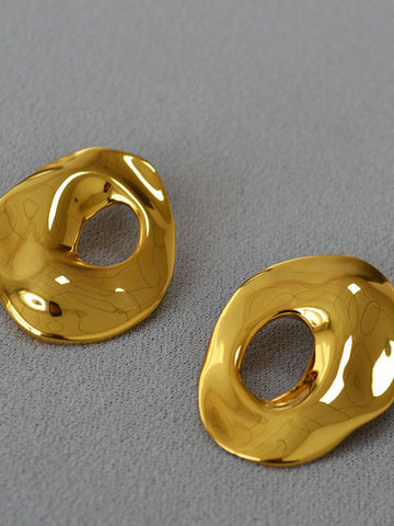 Minimalist Gold Organic Shape Stud Earrings