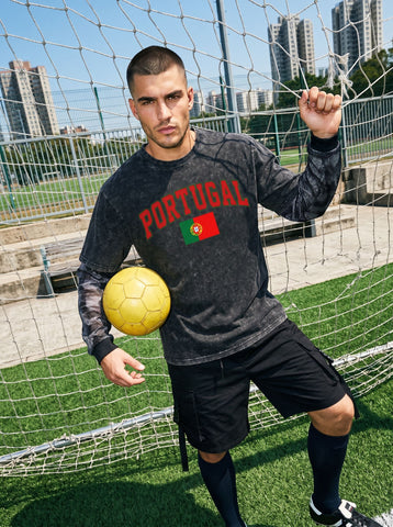 World Cup 2026 Vintage Portugal Mesh Sleeve Graphic  T-Shirt