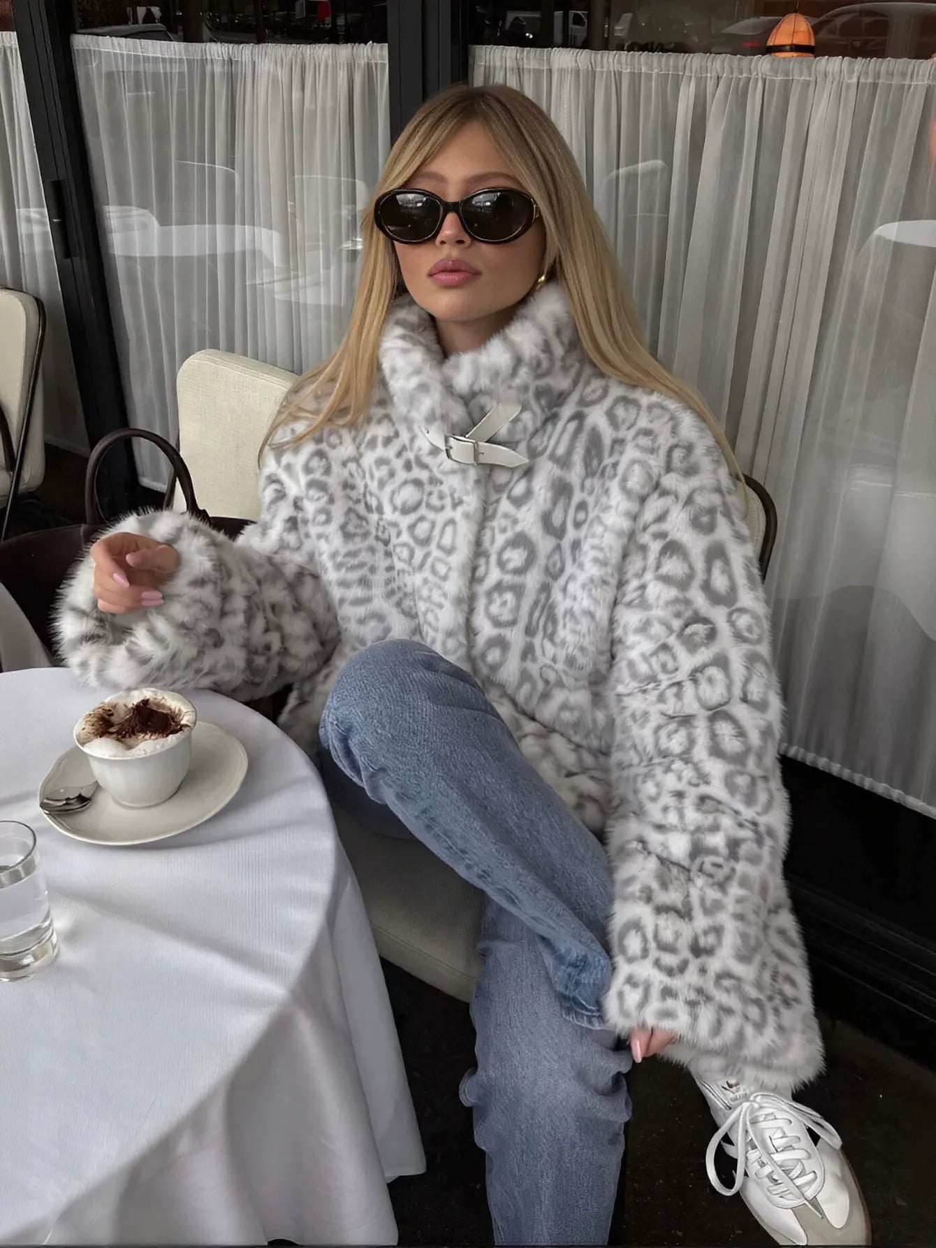 Cozy Leopard Print Faux Fur Coat
