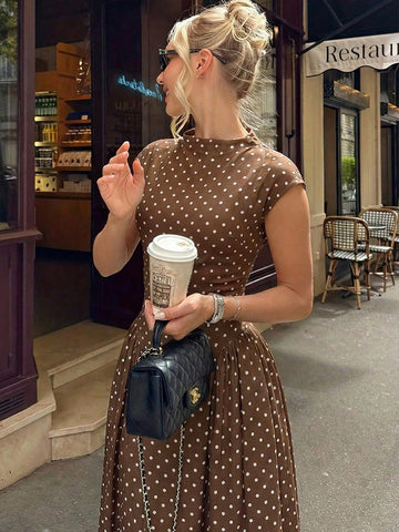 Polka Dot Sleeveless Midi Dress