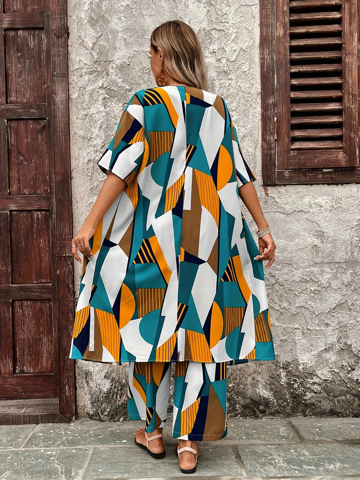 Boho Geometric Print Pant Set