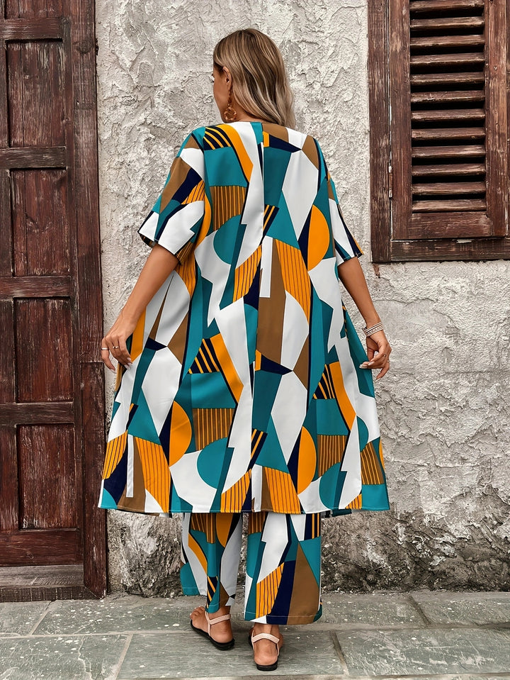 Boho Geometric Print Pant Set