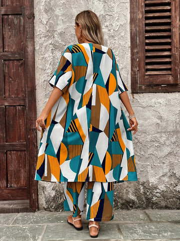 Boho Geometric Print Pant Set