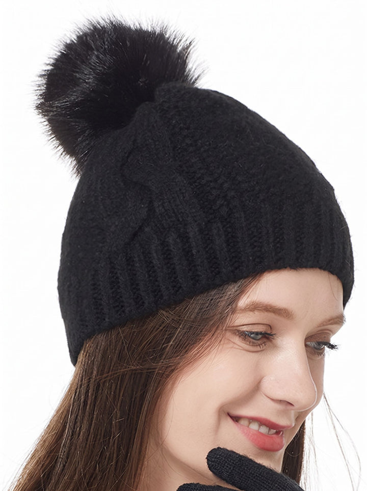 Cozy Cable Knit Pom Beanie
