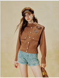 Embellished Floral Military Style Jacket