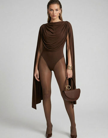 Draped Cape High Slit Elegance Jumpsuit