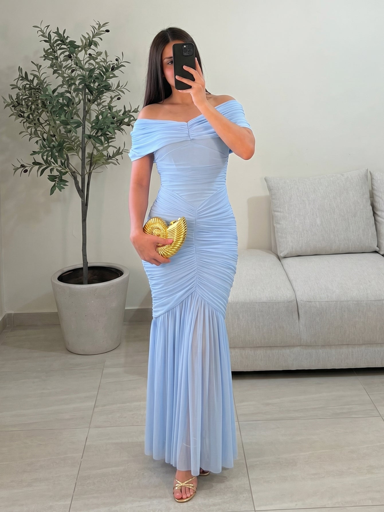 Off Shoulder Ruched Mermaid Dress