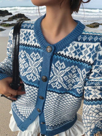 Cozy Fair Isle Button Down Cardigan