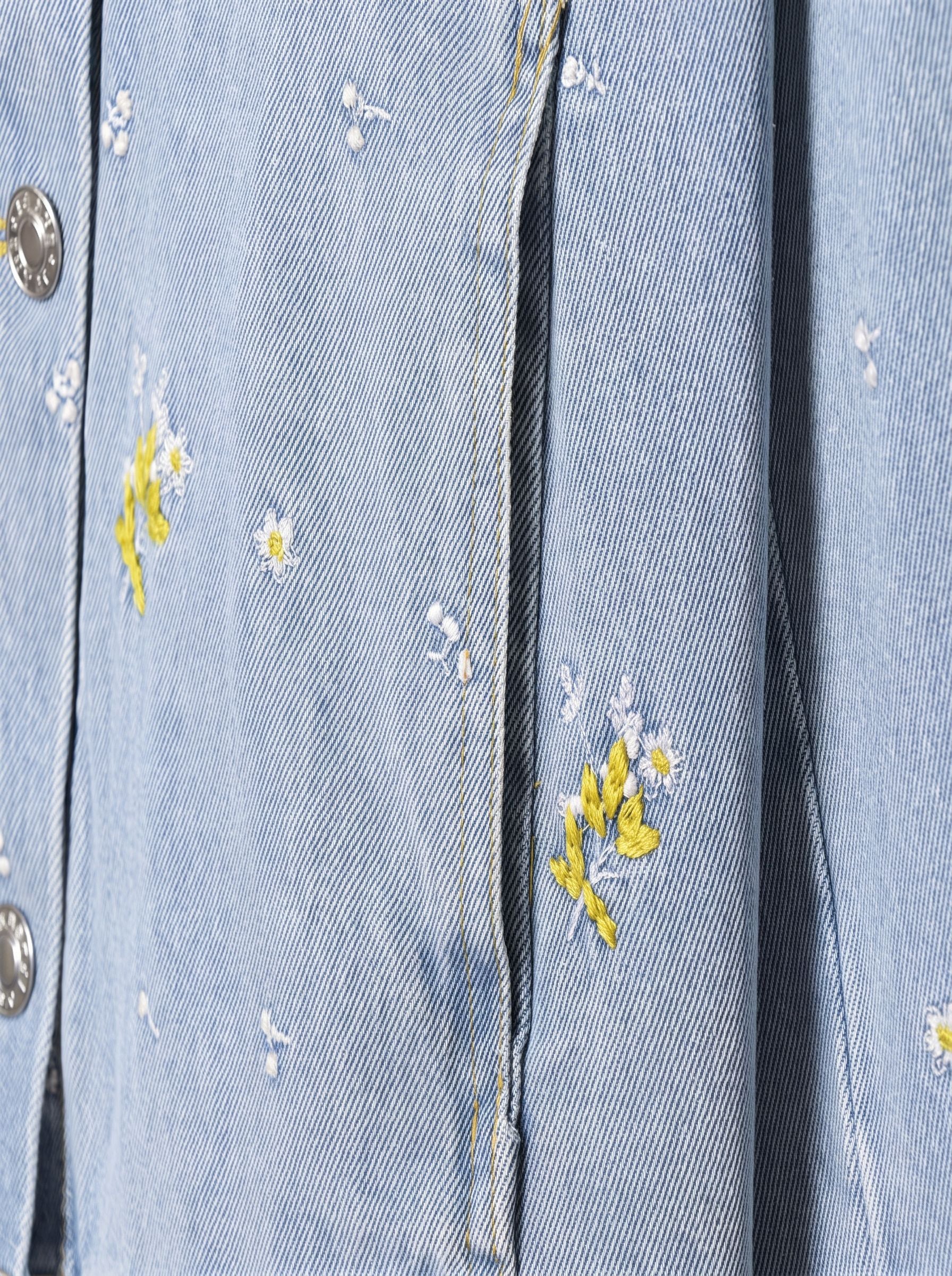 Floral Embroidered Relaxed Denim Jacket
