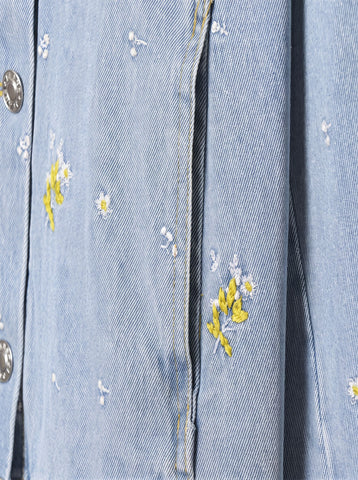 Floral Embroidered Relaxed Denim Jacket