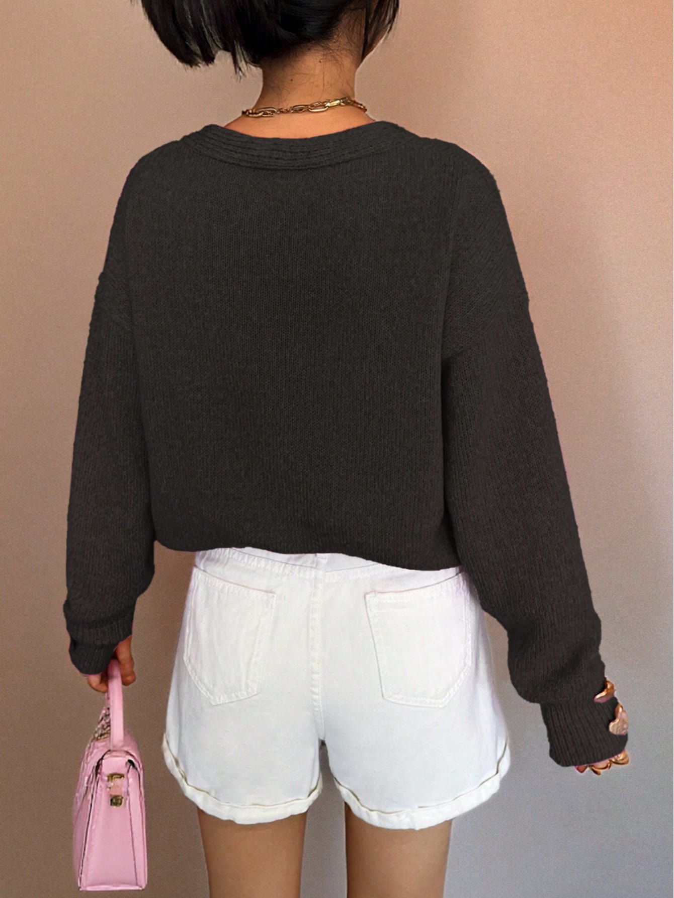 Gold Heart Button Knit Cardigan