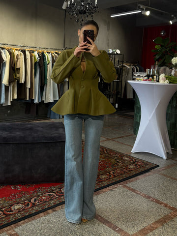 Tailored Peplum Waist Blazer Jacket