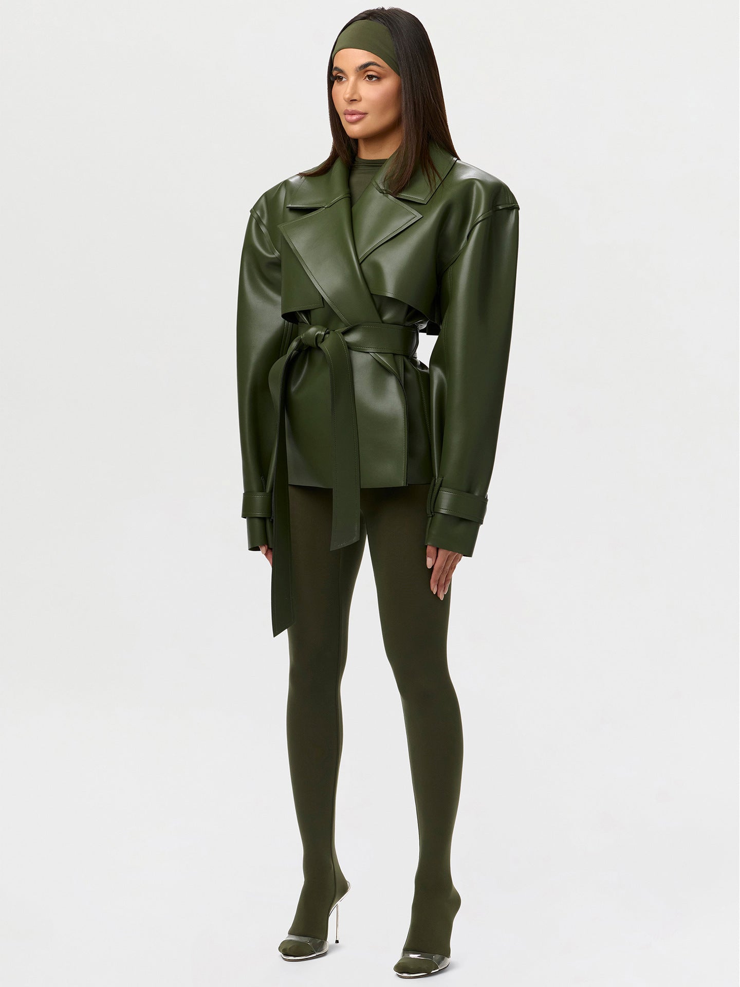 Oversized Belted Faux Leather Jacket