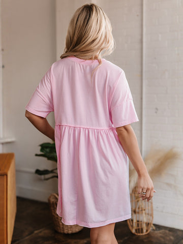 Loose Fit Pockets Mini Dress