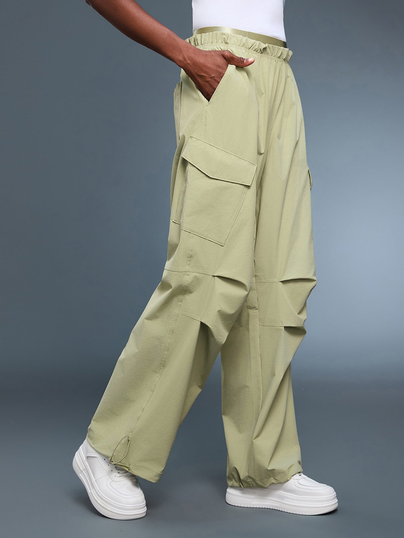 Convertible Ankle Multi Pocket Pants-Multicolor