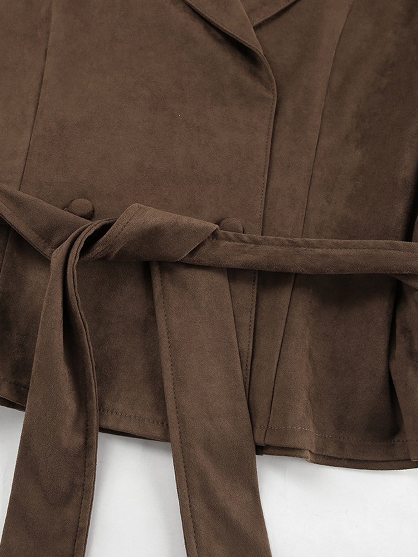 Belted Suede Notch Collar Jacket