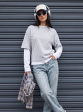 Oversized Layered Pocket Crewneck T Shirt