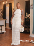 Halter Neck Ruffled Skirt Set