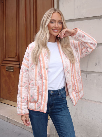 Floral Quilted Lightweight Puffer Jacket