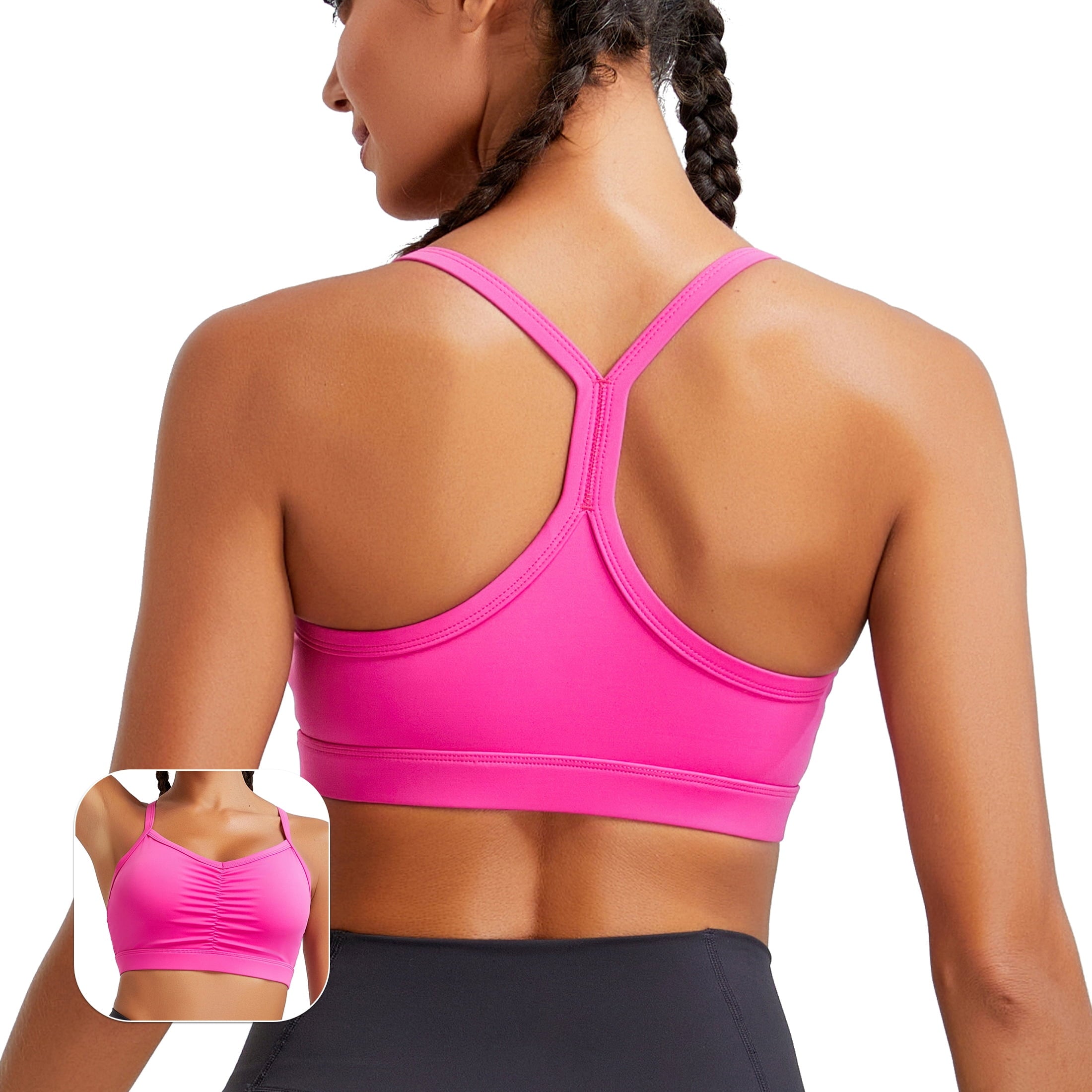 Ruched Racerback Workout Sports Bra