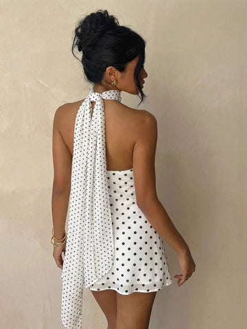 Polka Dot Cowl Neck Mini Dress