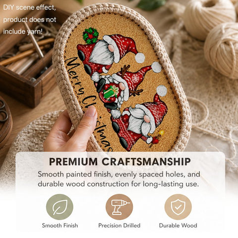 Merry Christmas Gnomes Wooden Basket Bottom