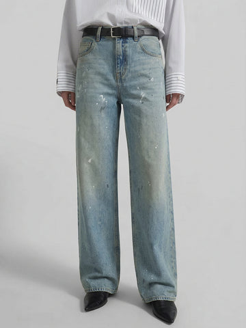 Paint Detail Straight Jeans