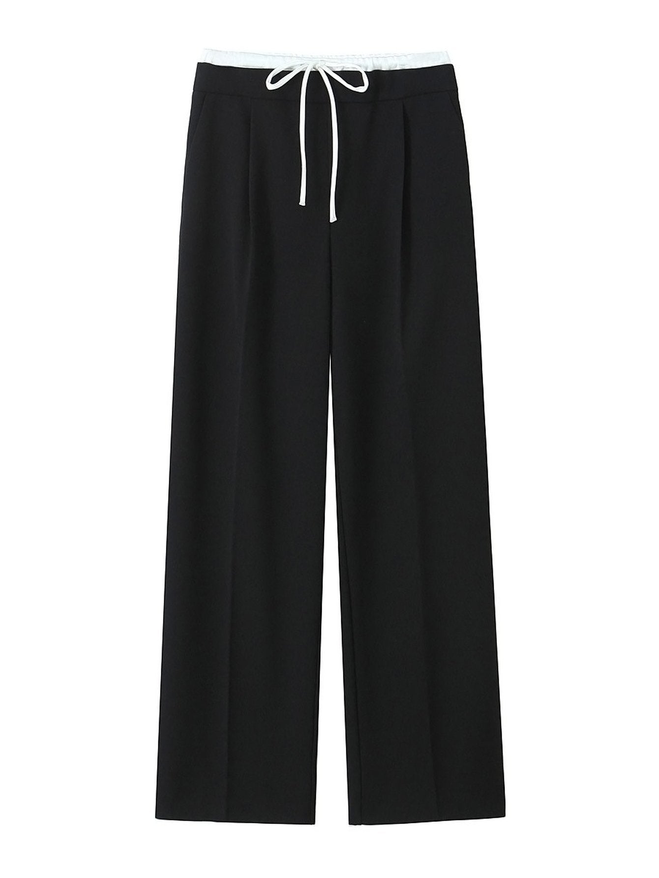 High Waisted Drawstring Wide Leg Pants