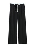 High Waisted Drawstring Wide Leg Pants