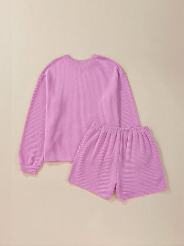 Pocket Detail Cozy Shorts Set