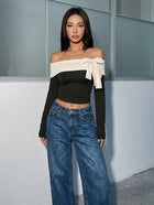 Off Shoulder Bow-Front Flirty T-Shirt
