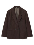 Oversized Pinstripe Double Breasted Blazer Jacket