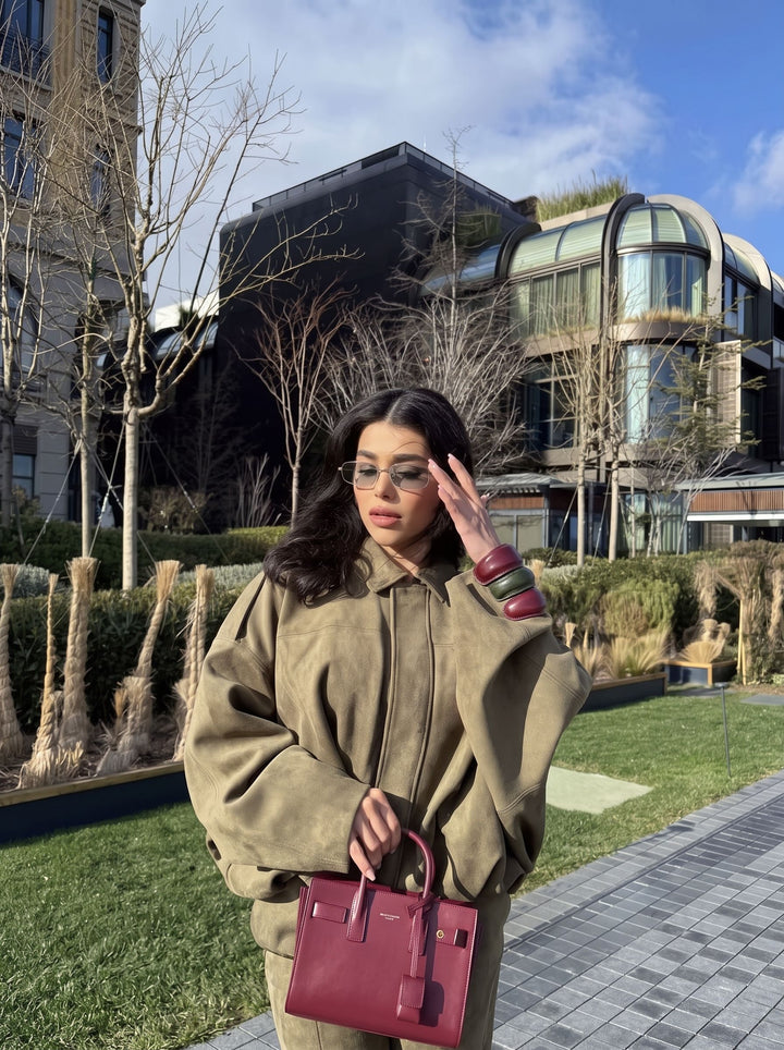 Oversized Suede Bubble Hem Jacket
