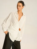 Elegant Ruched Waist Button Down Shirt