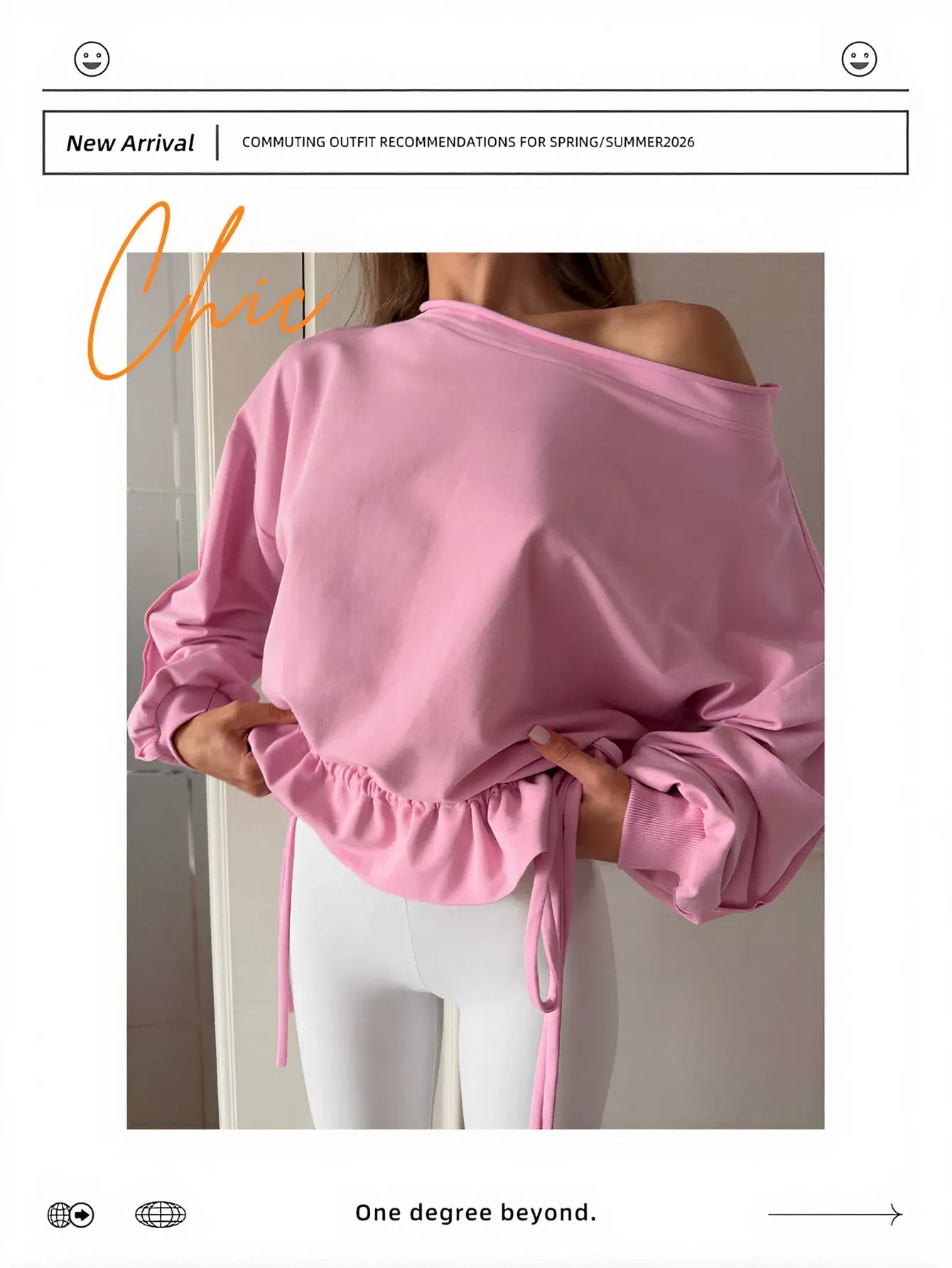 Off The Shoulder Ruffled Hem Sweatshirt