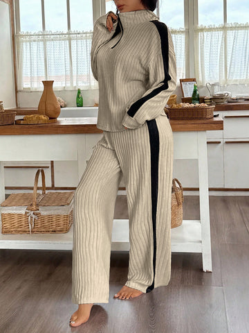 Quarter Zip Ribbed Lounge Set
