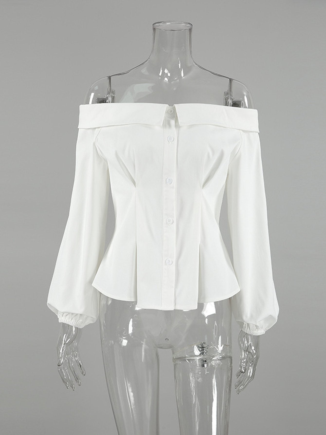 Elegant Off Shoulder Button Down Shirt