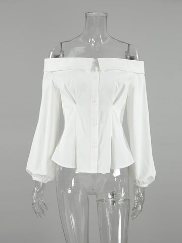 Elegant Off Shoulder Button Down Shirt