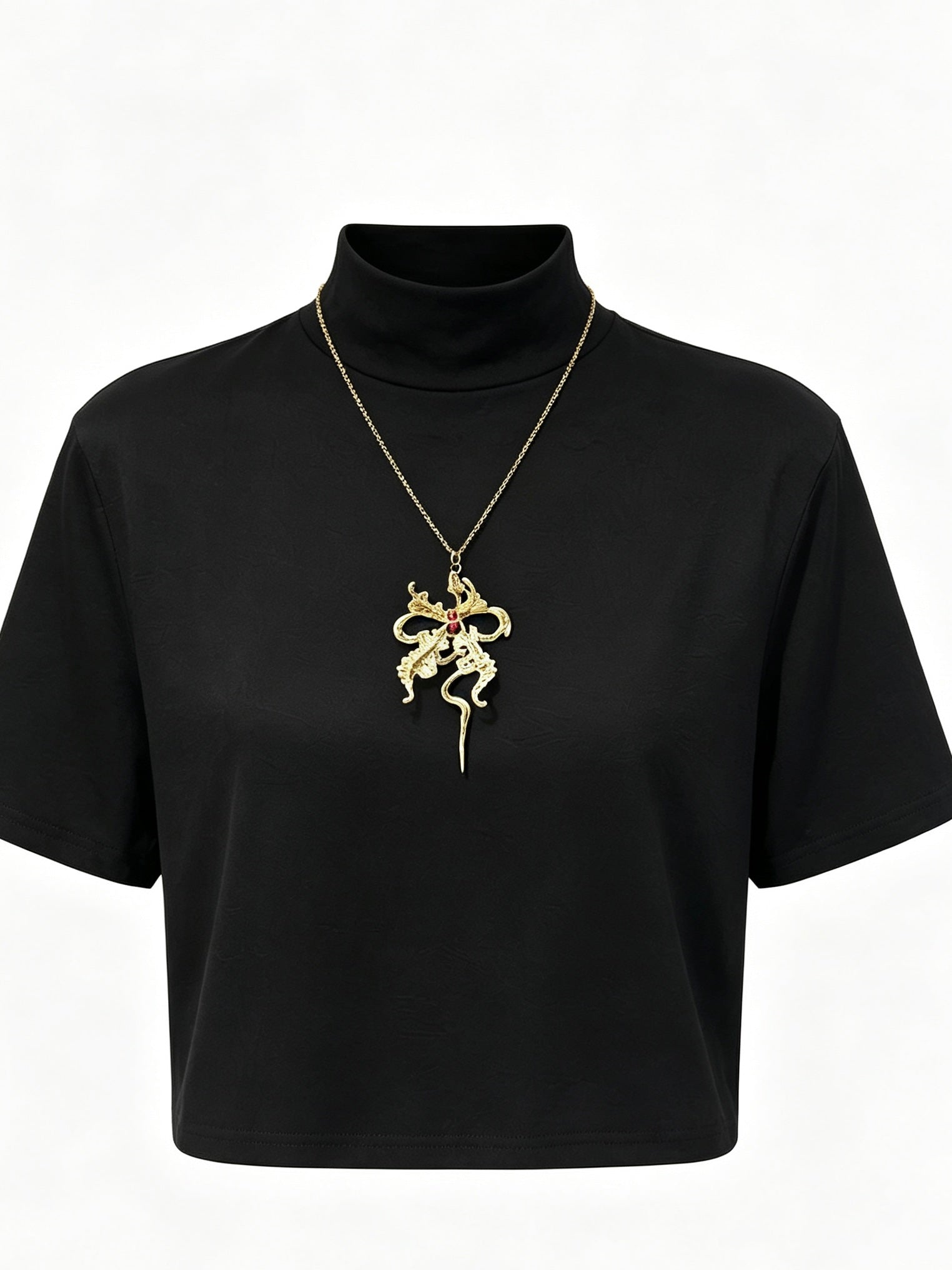 Elegant Bow Statement Pendant Necklace