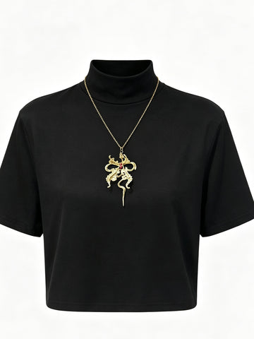 Elegant Bow Statement Pendant Necklace