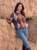 Cozy Oversized Argyle Knitted Sweater