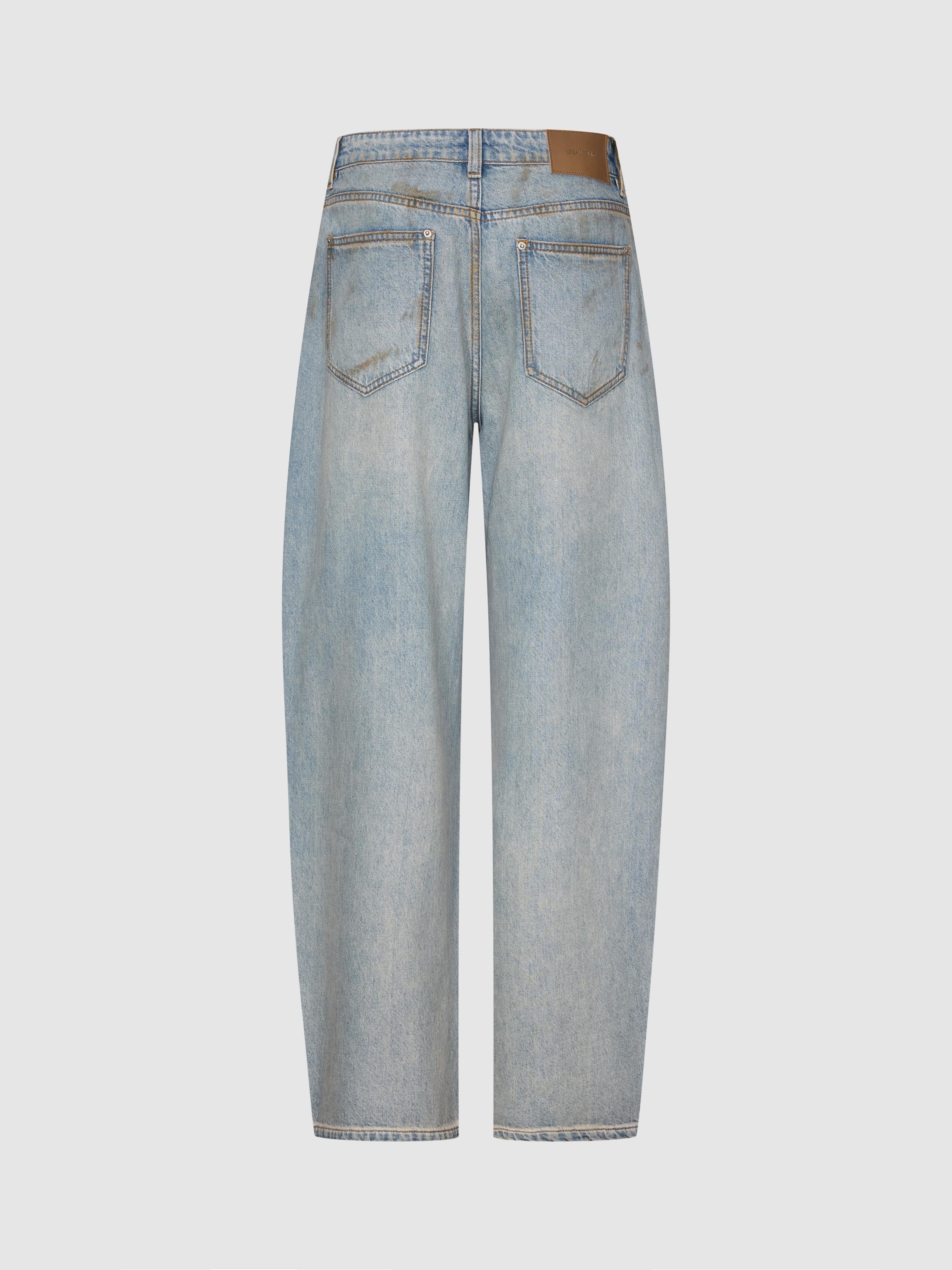 Patchwork Raw Detail Barrel Leg Jeans